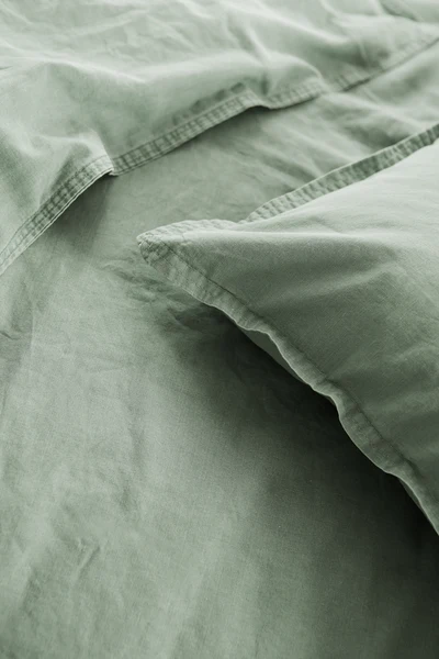 Renforce-Bettwäsche Stonewashed Pure - Baumwolle - Grün - 240 x 220 cm + 2 Kissen 80 x 80 cm - Image 4