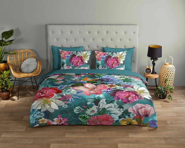 Renforce Bettwäsche Tiandra - Baumwolle - Petrol - 200 x 200 cm + 2 Kissen 70 x 60 cm - Image 2