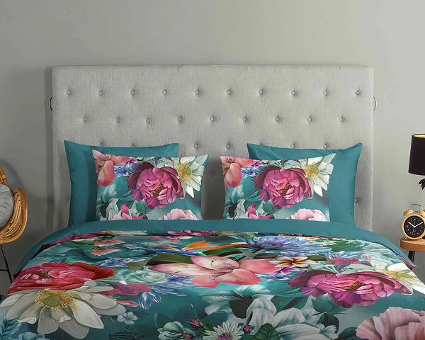 Renforce Bettwäsche Tiandra - Baumwolle - Petrol - 200 x 200 cm + 2 Kissen 70 x 60 cm - Image 3