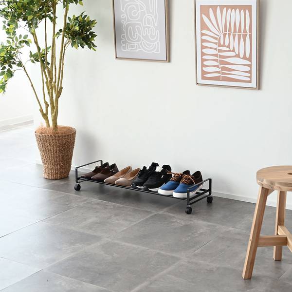 Rollbares Schuhregal Tower - mini - Metall - Schwarz - Image 3