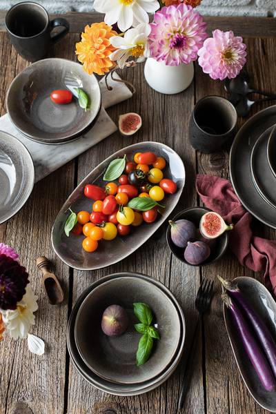 Salatschalen Niara Organic 9-teilig - Keramik - Schwarz / Braun - Image 2