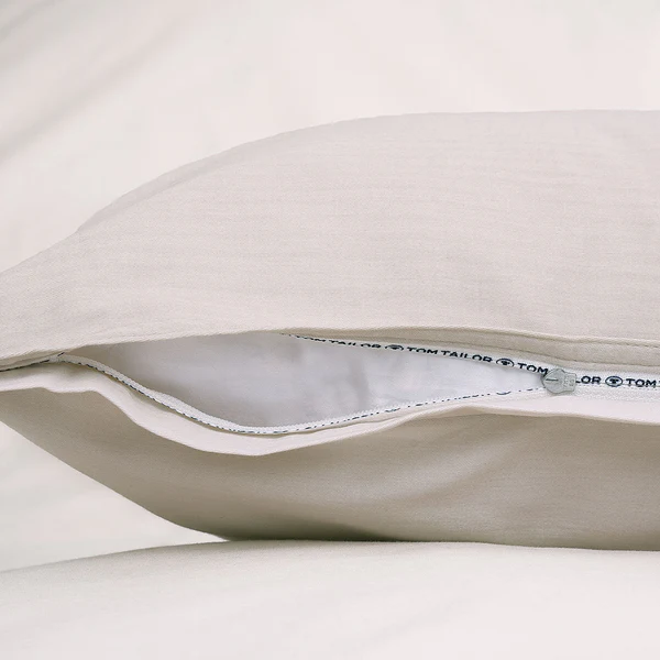 Satin-Bettwäsche Tom Tailor - Baumwolle - Beige - 200 x 220 cm + 2 Kissen 80 x 80 cm - Image 4