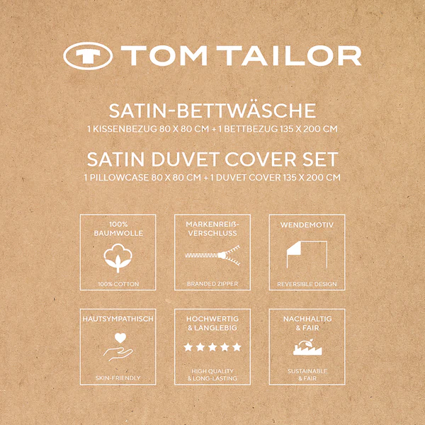 Satin-Bettwäsche Tom Tailor - Baumwolle - Mint - 135 x 200 cm + Kissen 80 x 80 cm - Image 8