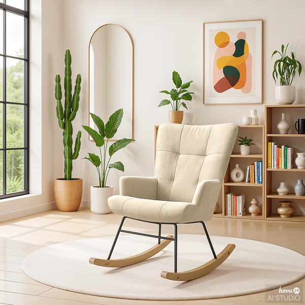 Schaukelsessel OURA - Webstoff Roge: Beige - Image 2