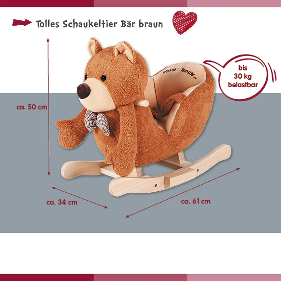 Schaukeltier Bär - Braun - Polyester - 61 x 34 x 50 cm - Image 14