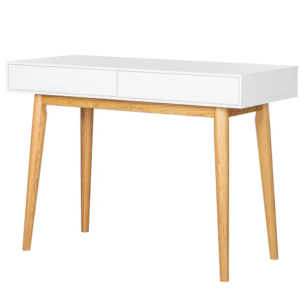 Schreibtisch LINDHOLM 2 Schubladen - Weiß / Eiche