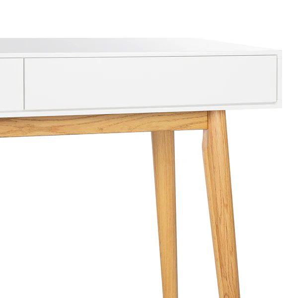 Schreibtisch LINDHOLM 2 Schubladen - Weiß / Eiche - Image 11
