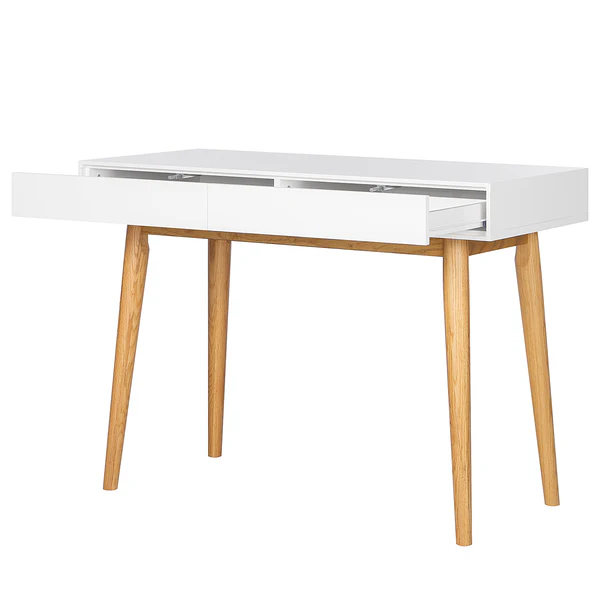 Schreibtisch LINDHOLM 2 Schubladen - Weiß / Eiche - Image 6