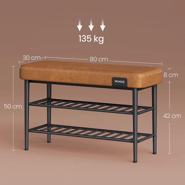 Schuhbank Rutuxo - Kunstleder / Metall - Cognac - Image 8