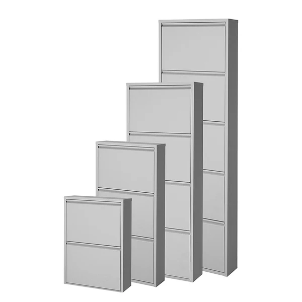 Schuhkipper Cabinet - Metall Aluminiumfarben - 3 Klappen - Höhe: 103 cm - Image 2