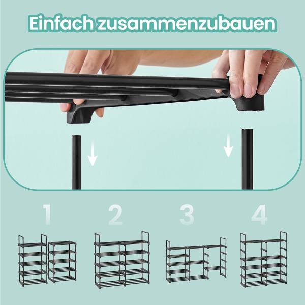 Schuhregal Ganmao - Höhe 174 cm - Metall - Schwarz - Image 5