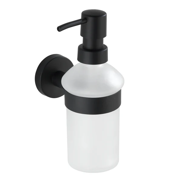 Seifenspender Bosio - Milchglas / Edelstahl - Füllmenge: 200 ml - Schwarz