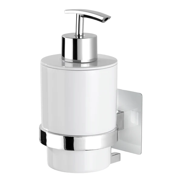 Seifenspender Turbo-Loc Quadro - Edelstahl rostfrei - Chrom / Weiß