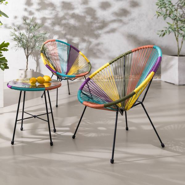 Sitzgruppe Copacabana 3-teilig - Stahl / Polyrattan - Multicolor - Image 2
