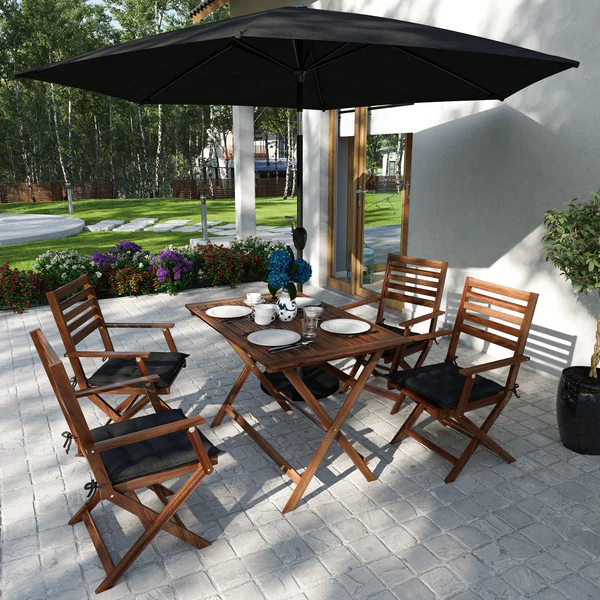 Sitzkissen Garden Basic (4er-Set) - Webstoff - Schwarz - Image 3