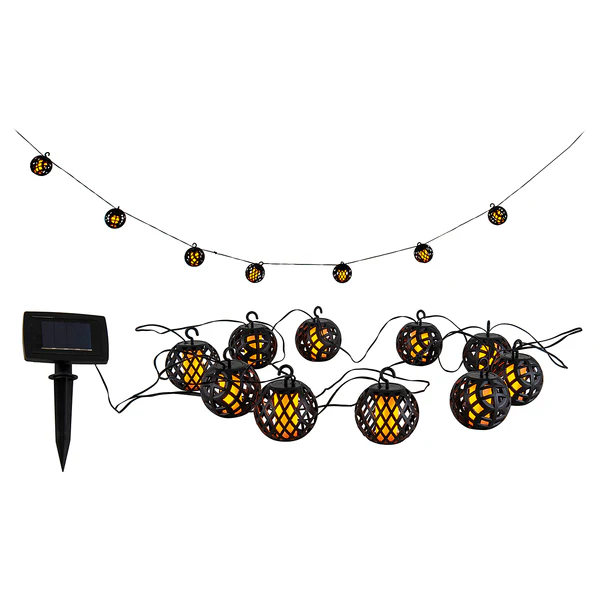 Solar-Lichterkette Fogo - Kunststoff - Schwarz / Gelb - 10-flammig