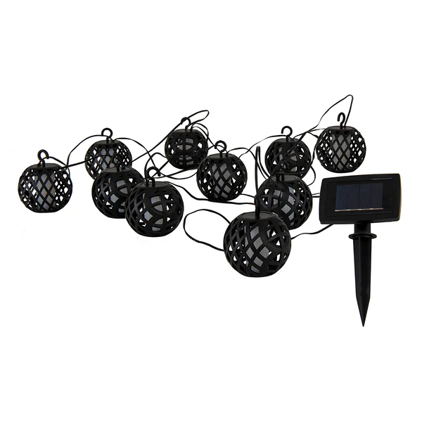Solar-Lichterkette Fogo - Kunststoff - Schwarz / Gelb - 10-flammig - Image 5