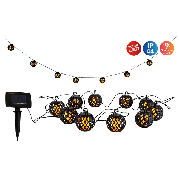 Solar-Lichterkette Fogo - Kunststoff - Schwarz / Gelb - 10-flammig - Image 7