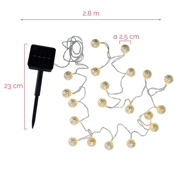 Solar-Lichterkette Sunshine Glamour - Silikon / Aluminium - 20-flammig - Image 7