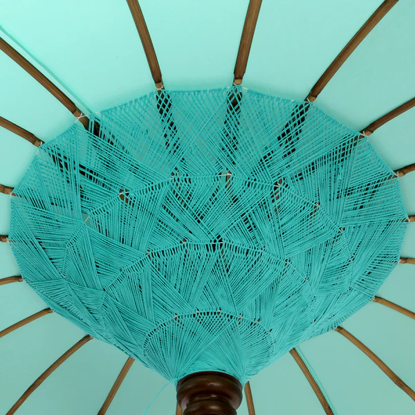 Sonnenschirm ORIENTAL LOUNGE - Baumwollstoff / Fruchtholz - Türkis - Image 4
