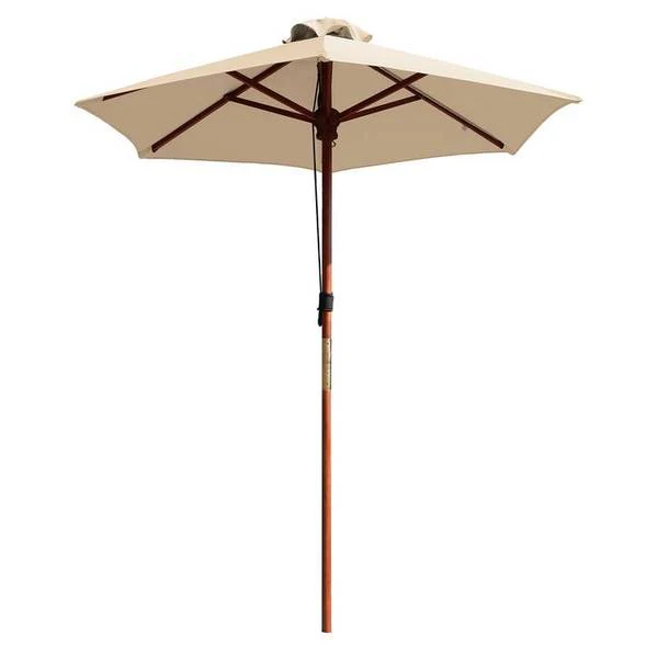 Sonnenschirm Sombrilla - Eukalyptus massiv / Polyester - Beige - Durchmesser: 200 cm - Image 5