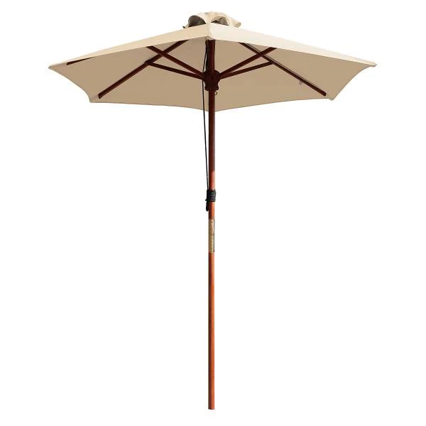 Sonnenschirm Sombrilla - Eukalyptus massiv / Polyester - Beige - Durchmesser: 200 cm - Image 6