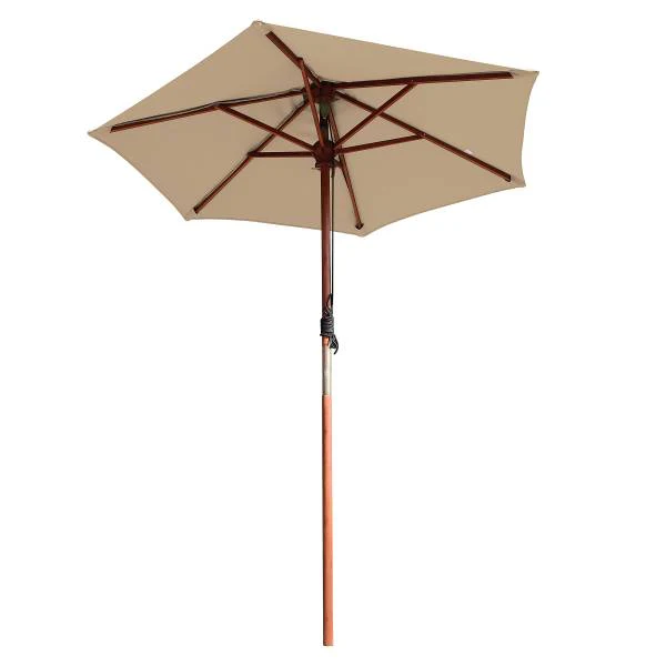 Sonnenschirm Sombrilla - Eukalyptus massiv / Polyester - Beige - Durchmesser: 200 cm - Image 7