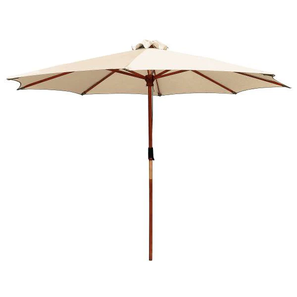 Sonnenschirm Sombrilla - Eukalyptus massiv / Polyester - Beige - Durchmesser: 250 cm - Image 6