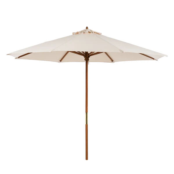 Sonnenschirm Sombrilla - Eukalyptus massiv / Polyester - Beige - Durchmesser: 270 cm - Image 11