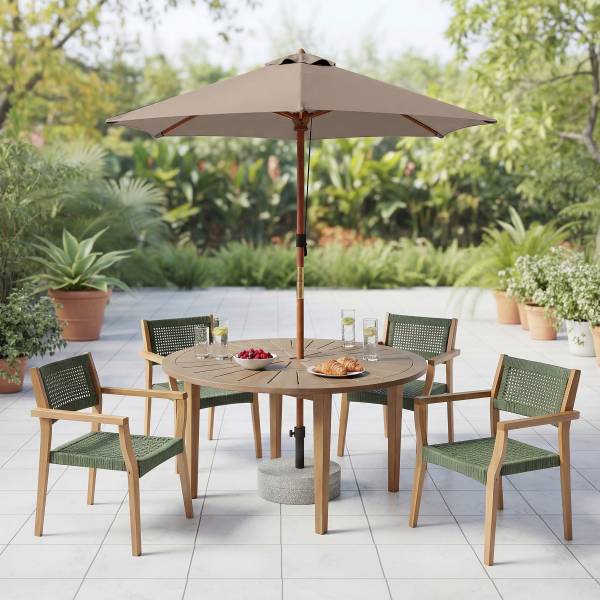 Sonnenschirm Sombrilla - Eukalyptus massiv / Polyester - Taupe - Durchmesser: 200 cm - Image 2