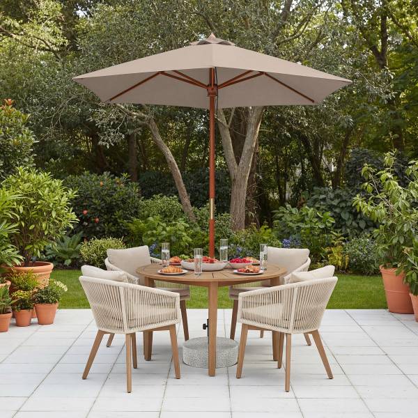 Sonnenschirm Sombrilla - Eukalyptus massiv / Polyester - Taupe - Durchmesser: 200 cm - Image 3