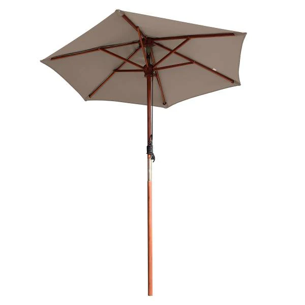 Sonnenschirm Sombrilla - Eukalyptus massiv / Polyester - Taupe - Durchmesser: 200 cm - Image 6