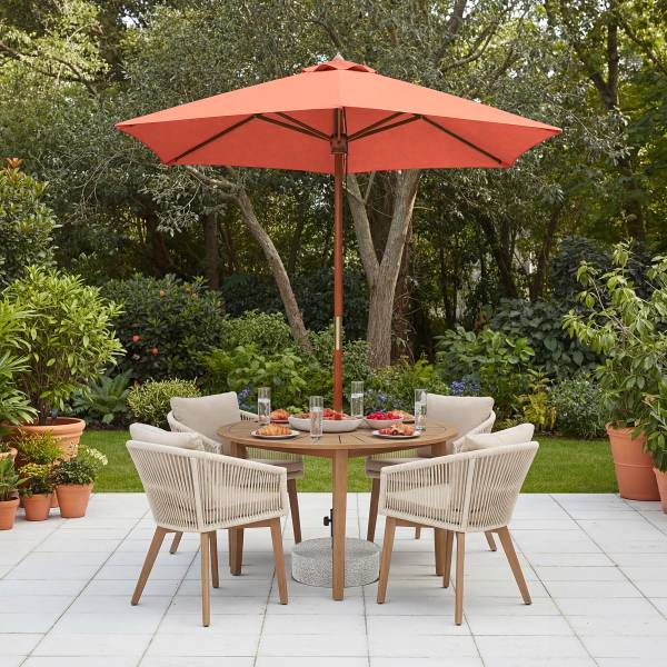 Sonnenschirm Sombrilla - Eukalyptus massiv / Polyester - Terracotta - Durchmesser: 200 cm - Image 3