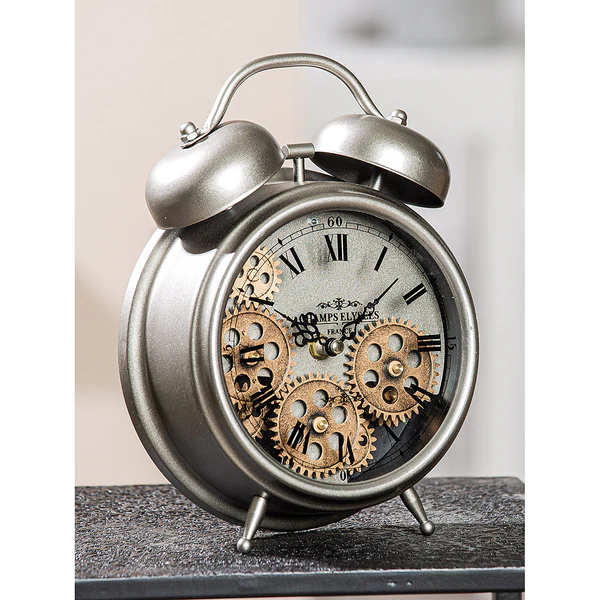 Standuhr Wecker - Eisen - Silber / Gold - Image 2