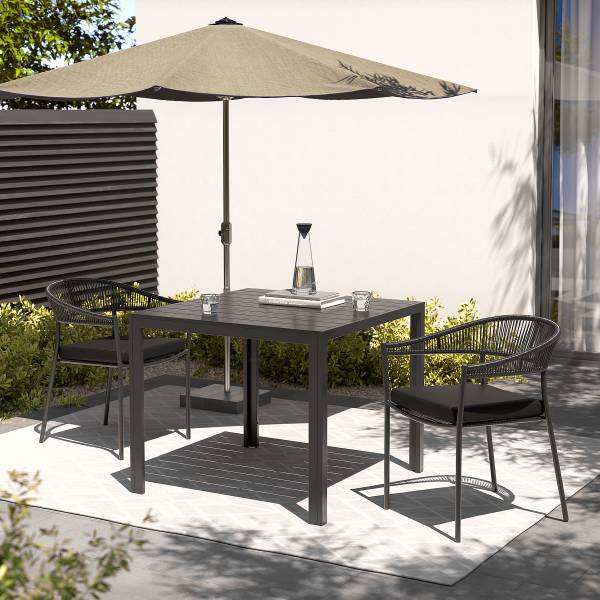 Stapelstuhl Coro 2er-Set - Stahl / Polyrattan - Schwarz - Image 2