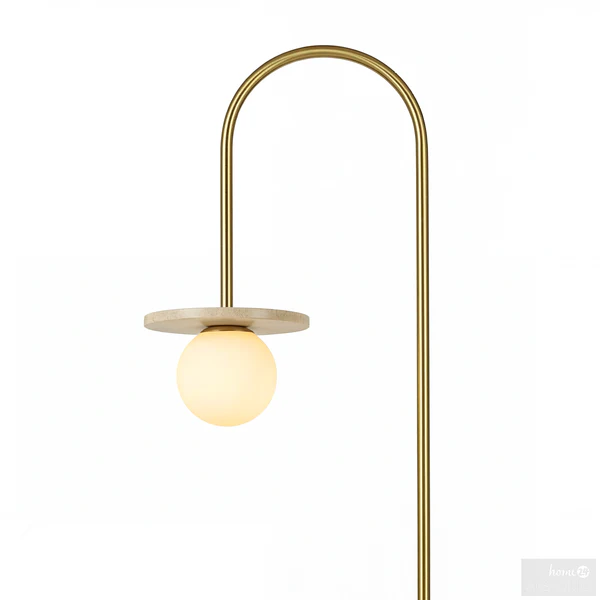 Stehleuchte ALUXE - Opalglas / Eisen / Travertin- 1-flammig - Image 8