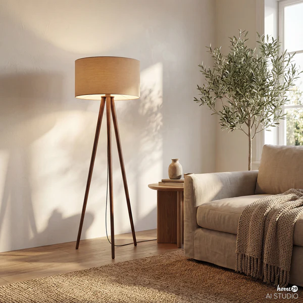 Stehleuchte Lunix - Pinie massiv / Textil - 1-flammig - Taupe - Image 3