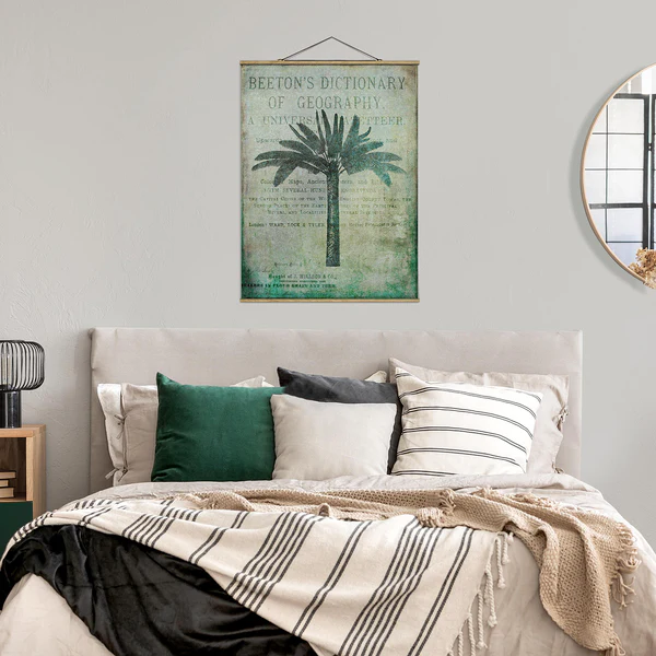 Stoffbild Vintage Collage Antike Palme - Textil; Massivholz (Holzart) - Grün - 35cm x 46,5cm x 0,3cm - 35 x 47 cm - Image 3