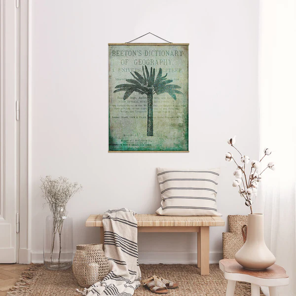 Stoffbild Vintage Collage Antike Palme - Textil; Massivholz (Holzart) - Grün - 35cm x 46,5cm x 0,3cm - 35 x 47 cm - Image 4