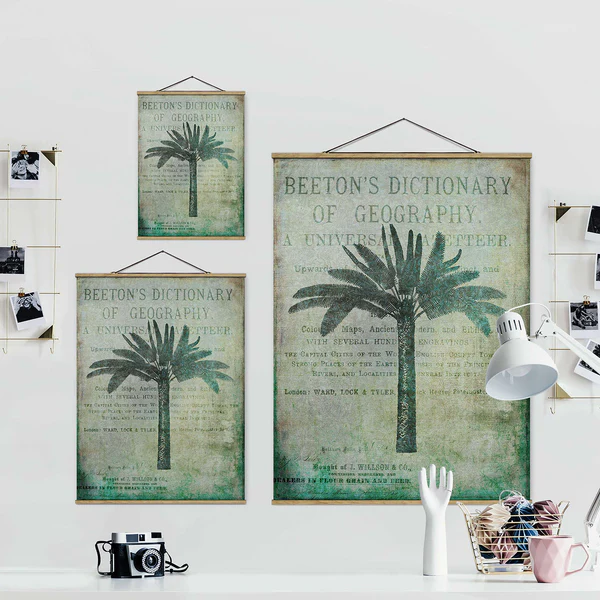 Stoffbild Vintage Collage Antike Palme - Textil; Massivholz (Holzart) - Grün - 35cm x 46,5cm x 0,3cm - 35 x 47 cm - Image 5
