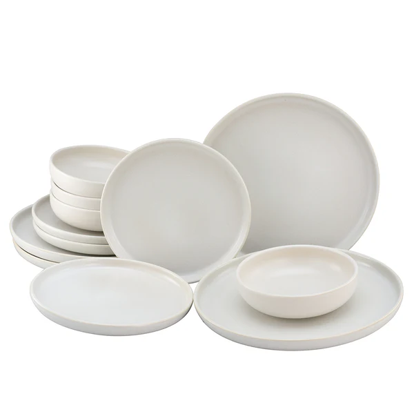 Tafelservice Uno - Steinzeug - 12-teilig - Weiß