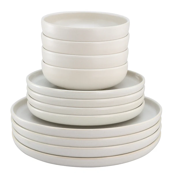 Tafelservice Uno - Steinzeug - 12-teilig - Weiß - Image 4