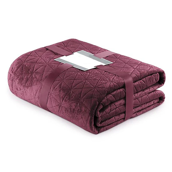 Tagesdecke Aila I - Polyester / Velvet - Rosa / Bordeaux - 200 x 220 cm