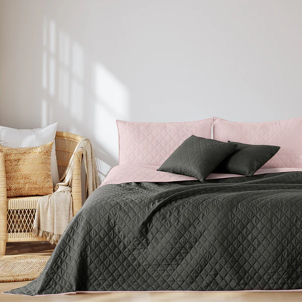 Tagesdecke Daxel - Polyester - Grau / Rosa - 170 x 210 cm - Image 2