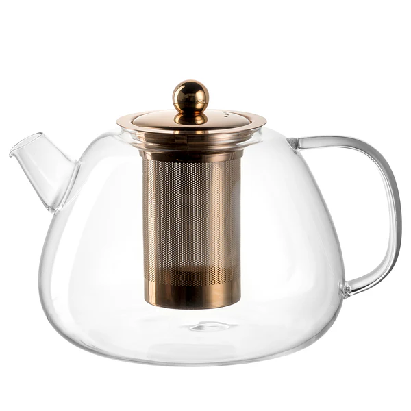 Teekanne Tè Per Te - Borosilikatglas - Kupfer / Transparent - Höhe: 16 cm