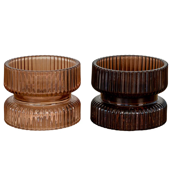 Teelichthalter Lidster (2-teilig) - Glas - Bernstein / Braun - Image 3