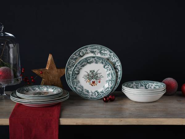Tellerset Weihnachten 12-teilig - Grün - Keramik - Andere - 31 x 30 x 23 cm - Image 2