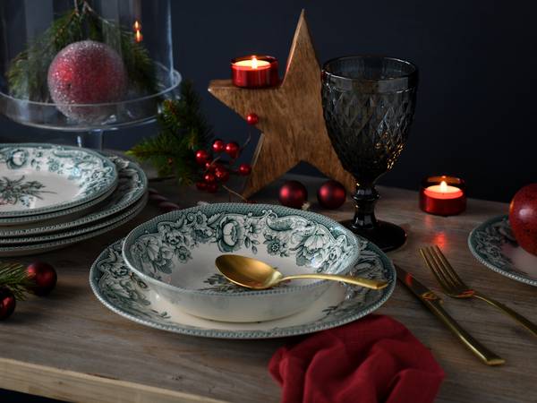 Tellerset Weihnachten 12-teilig - Grün - Keramik - Andere - 31 x 30 x 23 cm - Image 4
