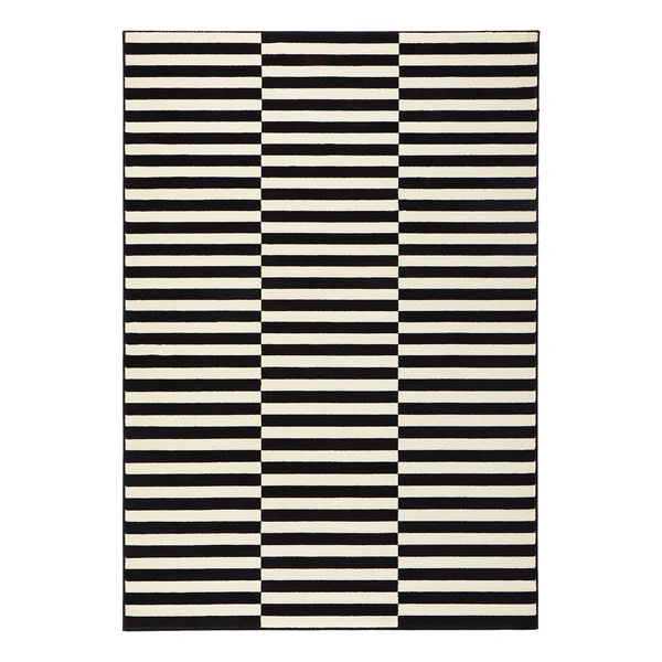 Teppich Panel - Kunstfaser - Schwarz / Creme - 80 x 150 cm