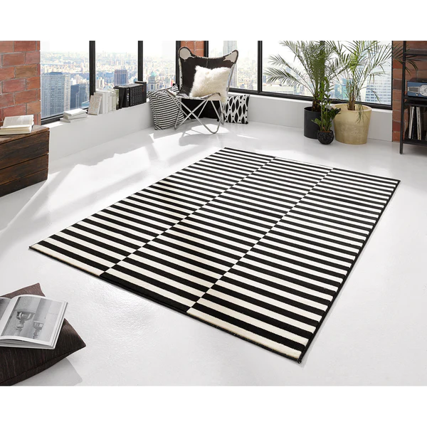 Teppich Panel - Kunstfaser - Schwarz / Creme - 80 x 150 cm - Image 2